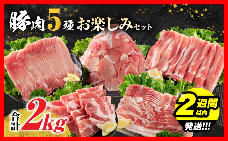 
                  【チョイス限定】豚肉5種 盛り合わせ セット 合計2kg 豚肉小分け 豚肉 しゃぶしゃぶ 豚肉ロース 豚バラ 宮崎県産豚肉 国産豚肉 焼肉 赤身 小間切れ スライス 食品 豚丼 豚しゃぶ おかず 小間切れ 真空パック 豚肉食べ比べ おすすめ 料理に大活躍 ミヤチク 宮崎県 日南市 送料無料_BB178-26
                