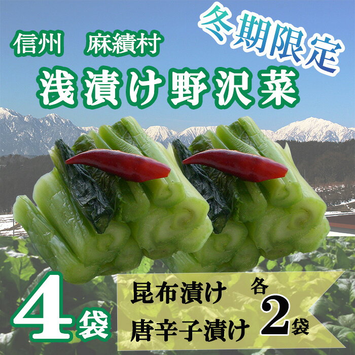 【ふるさと納税】数量限定 期間限定 先行予約 信州 麻績村 浅漬け 野沢菜 詰め合わせセット 唐辛子 2セット 昆布 2セット