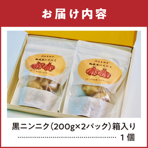 熟成 黒ニンニク（沖永良部産）化粧箱入り 200ｇ 2パック （ 計400g ） C055-003 野菜 にんにく 無農薬 ミネラル おためし 安心 熟成 伊藤末隆 ふるさと納税 知名町 おすすめ ラ