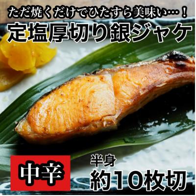 ふるさと納税 小田原市 【定塩中辛】厚切り銀鮭 約10切 銀シャケ半身1枚分【神奈川県小田原市早川】