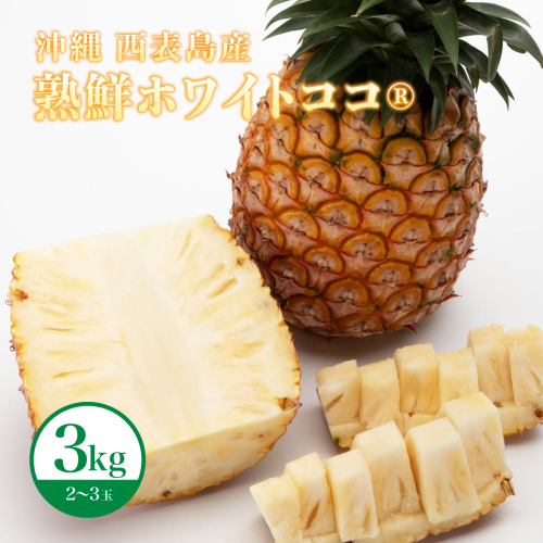 リピーター続出の希少種パイン！　数量限定販売　先行予約　パイナップル　沖縄　西表島　熟鮮ホワイトココⓇ　3kg　2～3玉　ココナッツに似た香り　果物　フルーツ　デザート