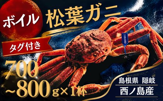 【ボイル・タグ付き】松葉ガニ 700g~800g×1杯 配送日時指定可｜島根県 隠岐 西ノ島産 先行予約 ズワイガニ 松葉がに 松葉蟹 まつばがに かに 蟹 カニ 冷蔵 産地直送 茹で 浜茹で 解凍不要 カニ味噌 カニ飯 カニ鍋 一人前 ギフト 贈り物 お歳暮 お祝い 誕生日 記念日 冬の味覚 日本海