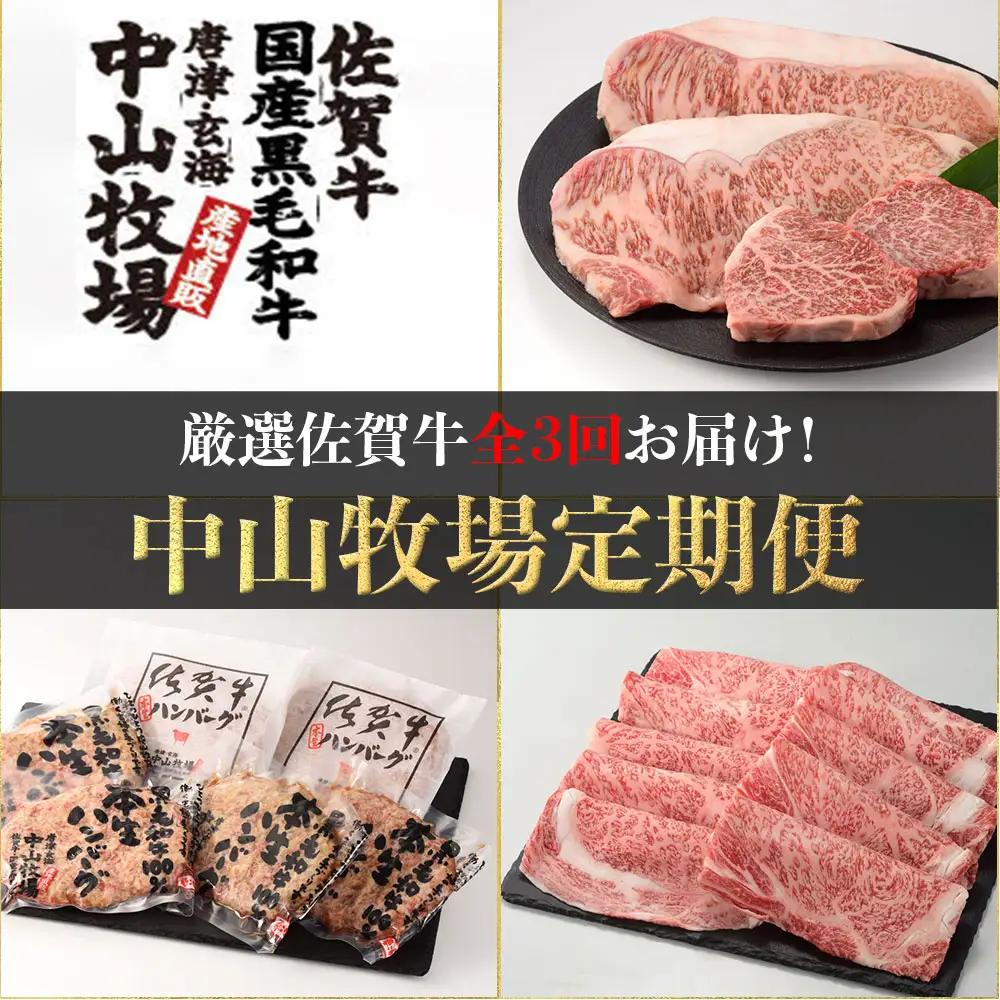 【3回定期便】中山牧場定期便 ／ 佐賀牛 牛肉【Z009】