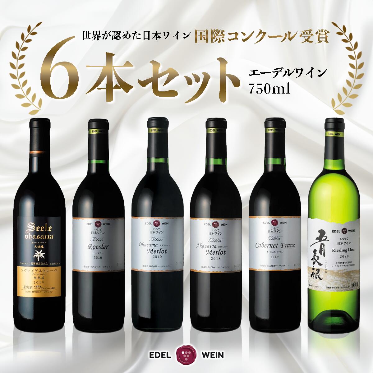 国際ワインコンクール受賞 6本セット 赤 白（720ml×3本、750ml×3本）辛口 エーデルワイン ふるさと納税 ワイン