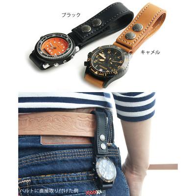 ふるさと納税 松茂町 VanNuys ベルトにつけられるぬめ革の時計ホルダー Type-B【20mm幅】(ブラック) |  | 01