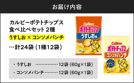 【 期間限定 特別価格 】 カルビー ポテトチップス 2種 食べ比べ セット 【 うすしお × コンソメパンチ 】 計24袋 K194-002_09 ポテチ チップス 菓子 お菓子 スナック スナック