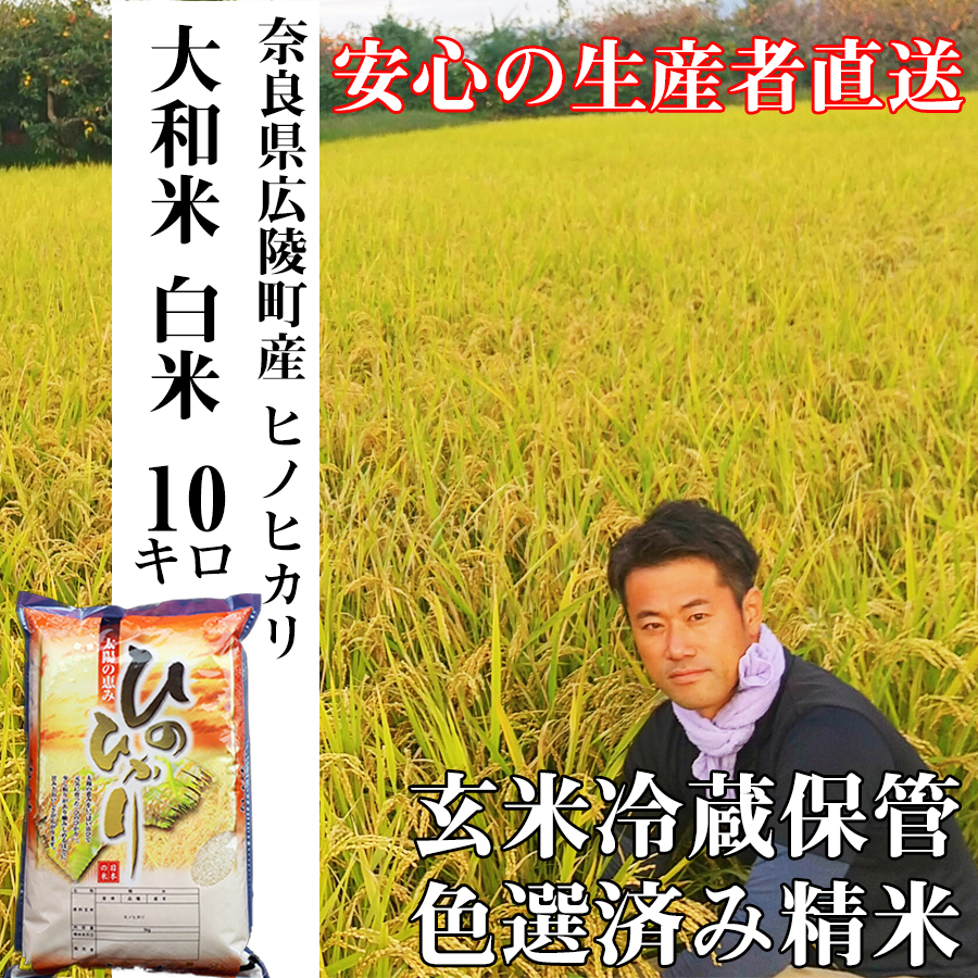【令和7年度産】大和米　奈良県広陵町産ヒノヒカリ白米10kg／ひのひかり 新米