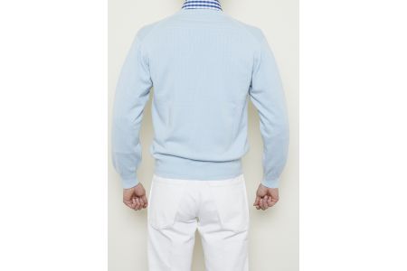 日本製 カシミヤ100% カーディガン サックス Lサイズ [2522]