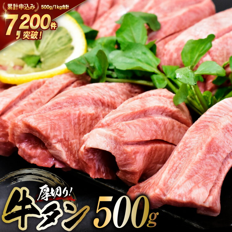 【ふるさと納税】 牛タン 三陸岩井崎の塩を使用 厚切り 牛タンスライス 500g [からくわ精肉店 宮城県 気仙沼市 20565834] 肉 牛肉 精肉 牛たん タン スライス 焼肉 牛タン塩 牛たん塩 タン塩 冷凍