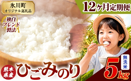 【12ヶ月定期便】ひごみのり 無洗米 熊本県産 ブレンド米 5kg 熊本県産 ふるさと納税  精米 米 こめ ふるさとのうぜい コメ お米 おこめ《お申込み翌月から出荷》