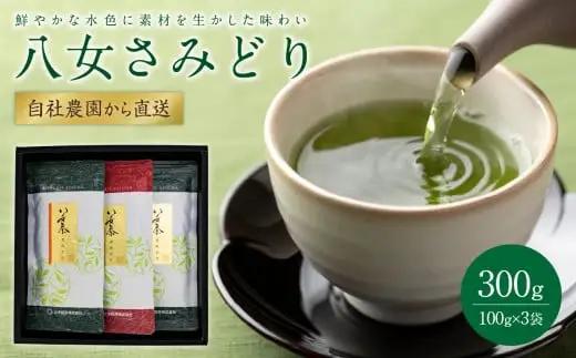 【自社農園から直送】鮮やかな水色に素材を生かした味わい　八女さみどり三本ギフト　073-001