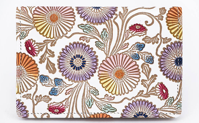 パスケース 更紗菊 文庫屋大関 名刺入れ カードホルダー 名刺ケース 名刺ホルダー カード入れ 定期入れ 定期ケース 雑貨 生活雑貨 小物 革小物 革製品 本革 日用品 民芸品 工芸品 東京 東京都 墨田区