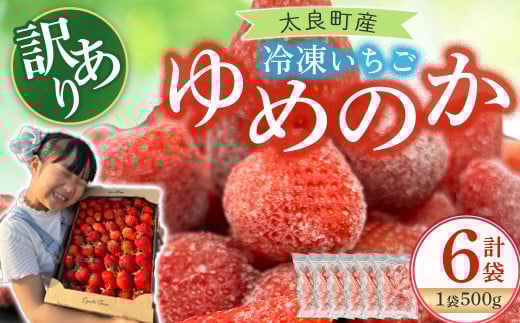 訳あり！太良町産「ゆめのか」冷凍いちご500ｇ×６袋 佐賀県 太良町 OA9