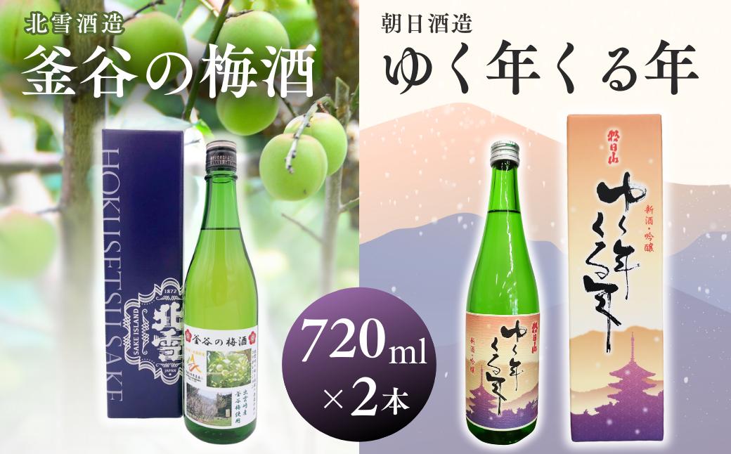 
            【日本酒梅酒セット】朝日酒造『ゆく年くる年』（720ml×1本） 北雪酒造製造『釜谷の梅酒』（720ml×1本）出雲崎町産「五百万石」使用 吟醸酒 淡麗辛口 出雲崎町大釜谷産「越の梅」使用 新潟県 うめ酒 お酒 ギフト 贈答品 令和7年産
          