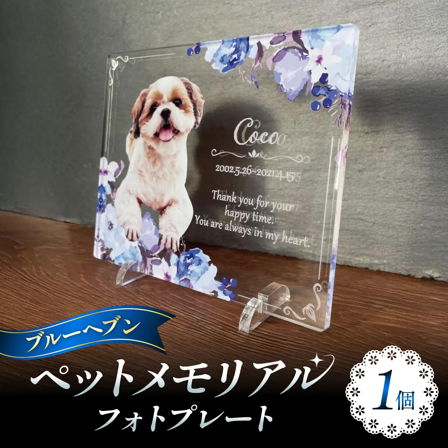 ペットメモリアルフォトプレート【ブルーヘブン】/ 思い出 ペット アクリルスタンド / 稲沢市 / Savoia[BMAN003-15]