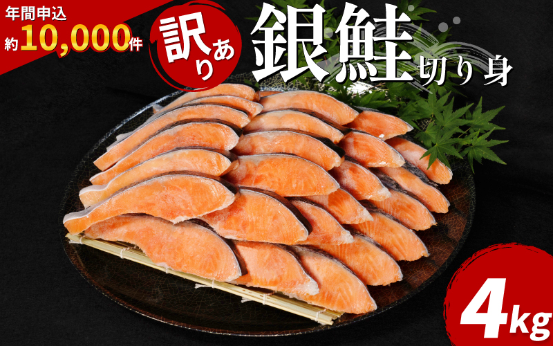 訳あり 銀鮭 切り身 4kg 冷凍 切身 カマ入り サイズ 不揃い 規格外 鮭 サケ シャケ 塩銀鮭 人気の海鮮返礼品 カマ サーモン 魚 家庭用 おかず 【北海道･東北･沖縄･離島への配送不可】