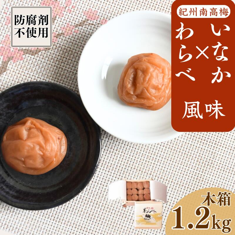 【ふるさと納税】紀州産南高梅 わらべ風味といなか風味のセット 計1.2kg (600g×2種) 木箱 / 梅干し 梅干 梅 和歌山 田辺 紀州南高梅 南高梅 かつお昆布だし お試し 出汁 磯塩 防腐剤不使用 ご飯のお供 スポーツ 運動 塩分補給