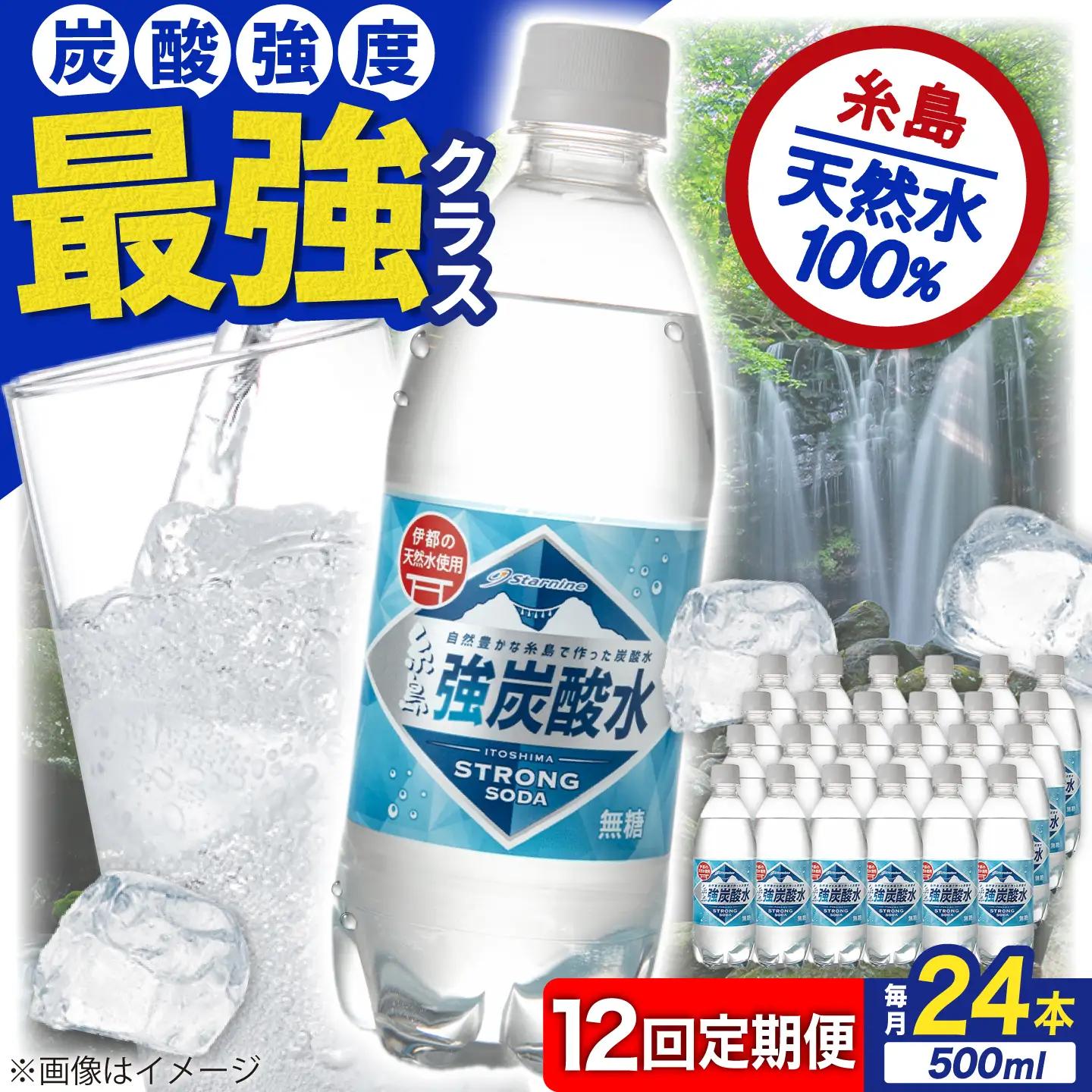 【全12回定期便】強炭酸水 プレーン 500ml × 24本 糸島市 / スターナイン [ARM011] 炭酸水 定期便