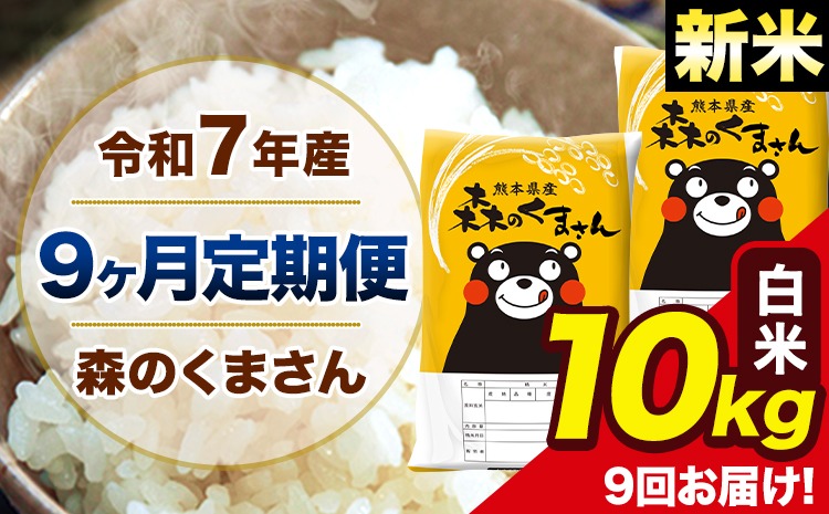【9ヶ月定期便】新米 令和7年産 森のくまさん 白米 10kg 5kg×2袋 計9回お届け 《お申込み翌月から出荷》 お米 こめ 熊本県産 ご飯 備蓄---mk7tei_220500_10kg_mo9_ng_h---