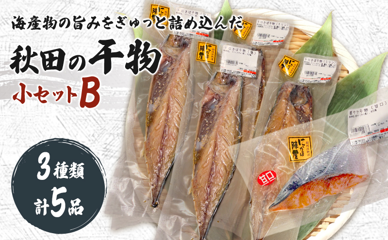 干物小セットB 5品 ＜トロさば（塩）×2 トロさば（みりん）×2 鮭（甘口)×1＞【 にかほ市 干物 干し物 魚 贈り物 晩御飯 おつまみ 冷凍 保存 】
