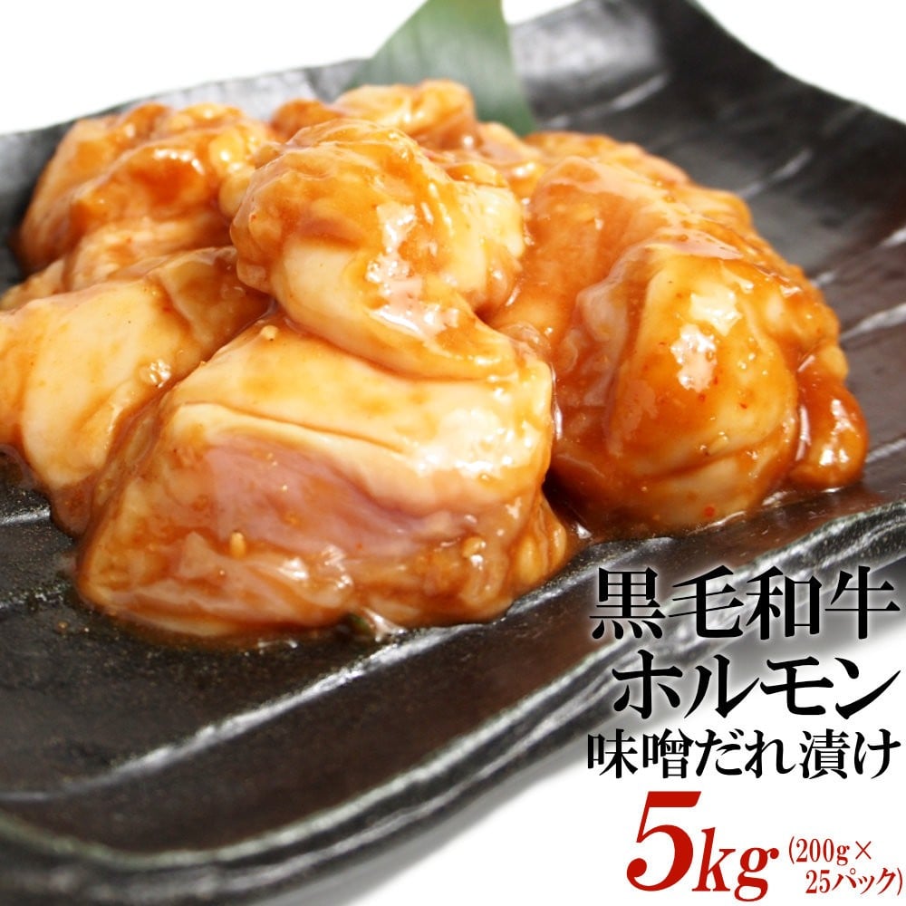 
            黒毛和牛ホルモン味噌だれ漬け5kg（200g×25）
          