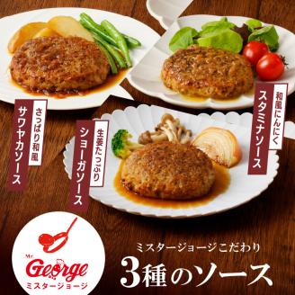 ジョージハンバーグ5個セット　3種（サワヤカ・スタミナ・ショーガ）のソース付