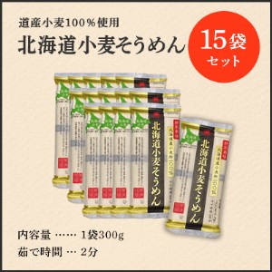 特別栽培 北海道産小麦粉100％「北海道小麦そうめん」15袋 北海道十勝芽室町 me038-007c