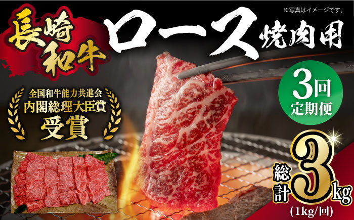 
【月1回約1kg×3回定期便】長崎和牛 ロース 焼肉用 計3kg 長崎県/長崎県農協直販 [42ZZAA168]
