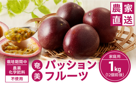【 2026年 先行予約 】 農薬 ・ 化学肥料 不使用 奄美 パッションフルーツ 1kg（12個前後）家庭用 A045-003 果物 フルーツ パッション 奄美パッションフルーツ トロピカルフルーツ