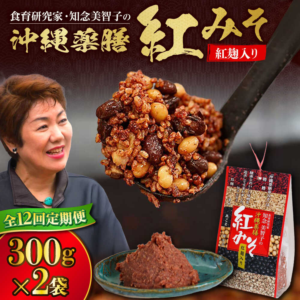 【ふるさと納税】【全12回定期便】沖縄薬膳紅みそ 計600g (300g×2個) 味噌 みそ 国産 沖縄市 / 有限会社ハイビスカスクッキングスクール[BCBU016]