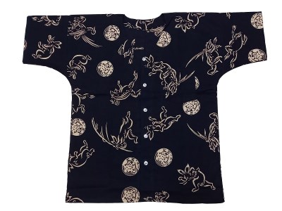 a33-011　鳥獣戯画 コラボ 魚河岸 シャツ （髙山寺公認）＆ うちわ セット