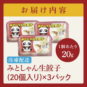 旨味たっぷり！本場プロの中華料理人が作る みとしゃん生餃子 60個【香香 シャンシャン 中華 人気 老舗 焼き餃子 冷凍 ぎょうざ ギョーザ シューマイ簡単調理 惣菜 おかず 水戸市 茨城県】（CS-