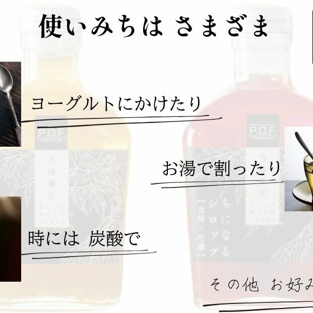 大和当帰葉商品「ちになるシリーズ」温活セット ／POWER OF FOOD ふるさと納税 生姜 シロップ 瓶 ガラス瓶 国産 食材 炭酸 大和当帰葉 有機 お湯割り 甜菜糖 ハチミツ ふりかけ お茶 