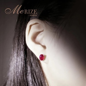 ピアス 天然 ルビー 3.0ct ペア ゴールド オーバルカット ダブルロックキャッチ【K18WG】P-133（KRP）G21-1410