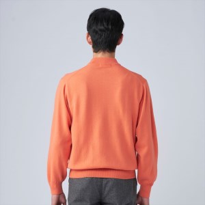 日本製 カシミヤ100% ハイネック オレンジ Mサイズ [2662]