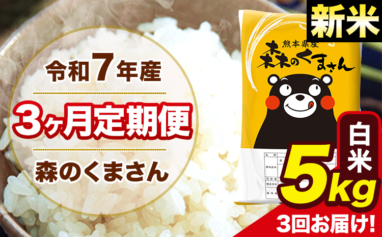 新米 米 令和7年産 森のくまさん 【3ヶ月定期便】白米 5kg 5kg×1袋 計3回お届け 《11月から出荷開始》 お米 こめ 熊本県産 ご飯 備