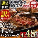 【ふるさと納税】＜個数を選べる！＞【訳あり】鹿児島県産！黒毛和牛の究極の手ごねハンバーグ＜100g×4個 or 10個 or 定期便6回＞ ハンバーグ 手ごねハンバーグ 定期便 隔月 牛肉 黒毛和牛 100％ 小分け 保存料 国産 冷凍配送 おかず 簡単調理 網脂あり【スーパーよしだ】