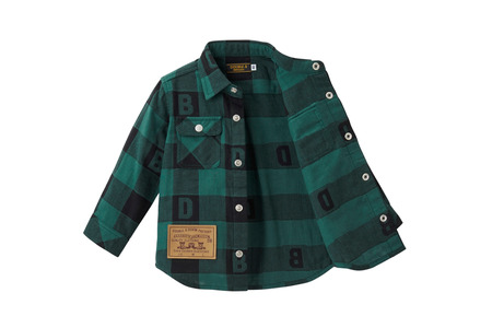 【ダブルＢ】ブロックチェック柄長袖シャツ 子供用（74-23-G-110）こども 子ども服 子ども 子供 子供服 シャツ 播州織 mikihouse ミキハウス