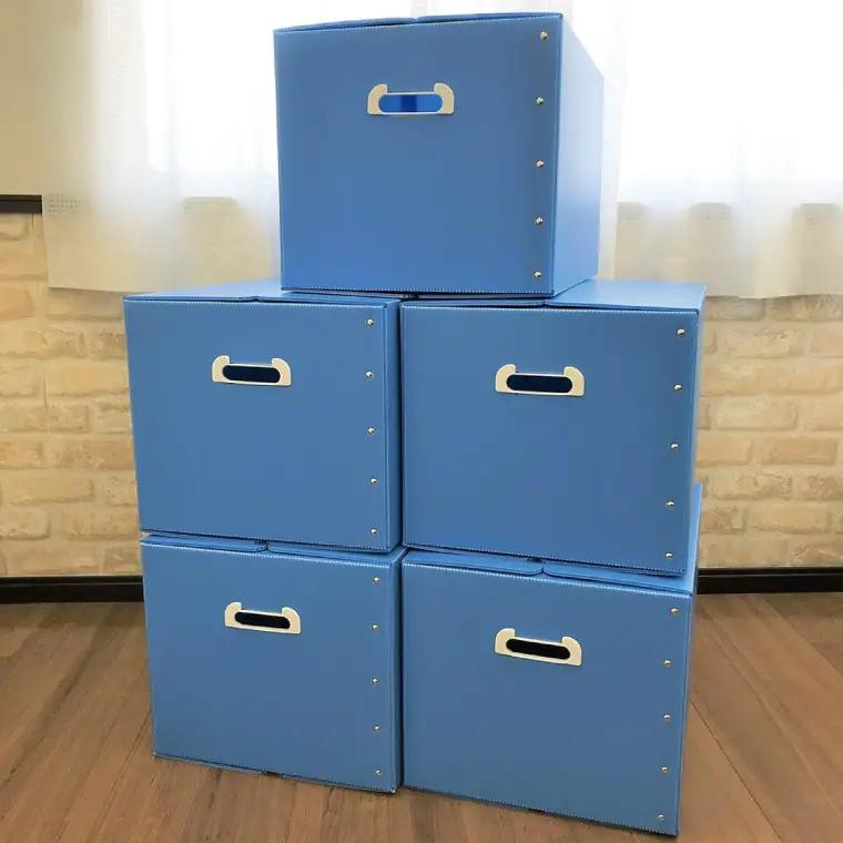 折りたたみ式プラダン製収納 BOX 5枚セット【 防水収納 耐久素材 業務利用 取っ手付き プラチックダンボール】(CX028)