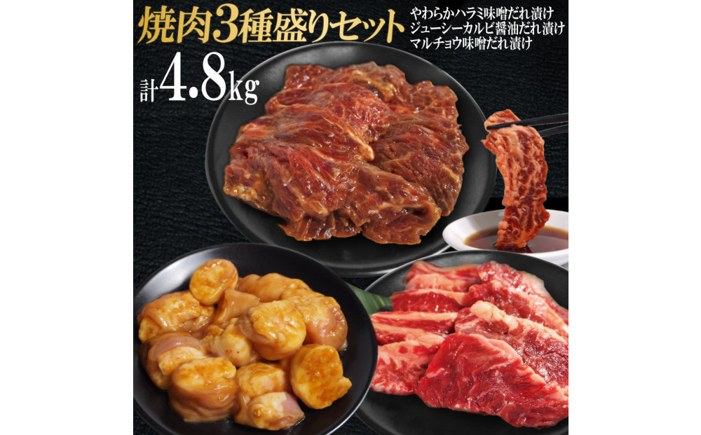 焼肉3種盛りセット(ハラミ・カルビ・マルチョウ)4.8kg 372013_KA052
