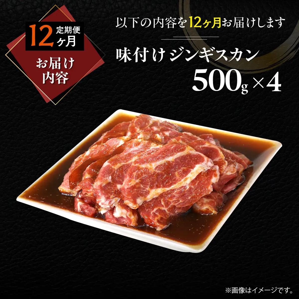 【12ヶ月定期便】味付けジンギスカン500g×4 MROA252