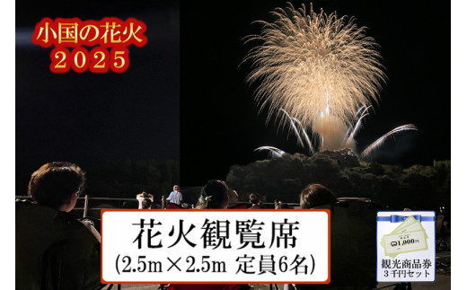 【ASOおぐに観光協会】熊本 阿蘇 小国町 花火大会 2025年 8月 観覧席 定員6名まで ゆったりスペース 花火が近い 観光商品券 3千円付き お土産 飲食 宿泊利用可 夏の思い出 旅の思い出 残したい日本の風景 地域のお祭り 地域振興 旅行支援