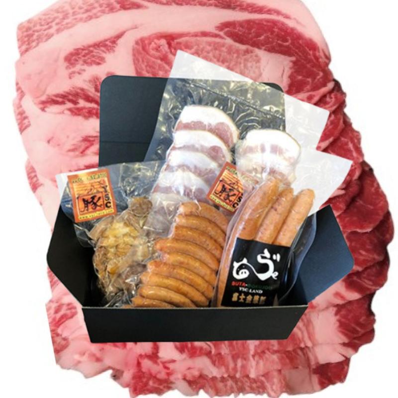 【ふるさと納税】富士金華　豚しゃぶしゃぶ用もも肉薄切り1kg＋バラエティセット お肉 ソーセージ