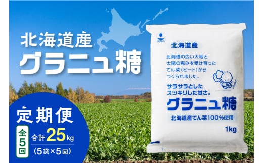 【隔月5回定期便】ホクレンのグラニュ糖1kg×5袋_S012-0046