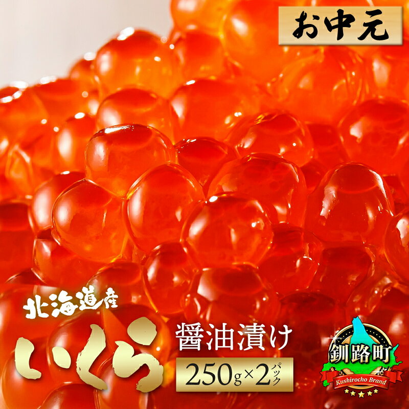 【ふるさと納税】お中元 2025 いくら醤油漬け 250g×2パック×1箱【熨斗付き】【配送日時指定可】ギフト 贈答 贈答用 のし付き 鮭卵 北海道産 小分け HACCP認証 最短7日以内 発送 釧之助本店 北海道 釧路町 釧路超 特産品 br01