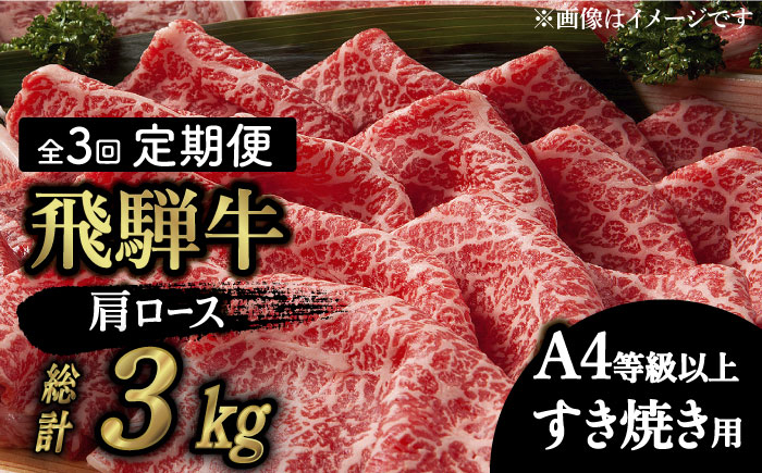 
【 3回 定期便 】【 飛騨牛 すき焼き 用 】 A4 等級 以上 ロース / 肩ロース 1kg 和牛 ブランド牛 国産 多治見市/肉の丸長 [TAZ021]
