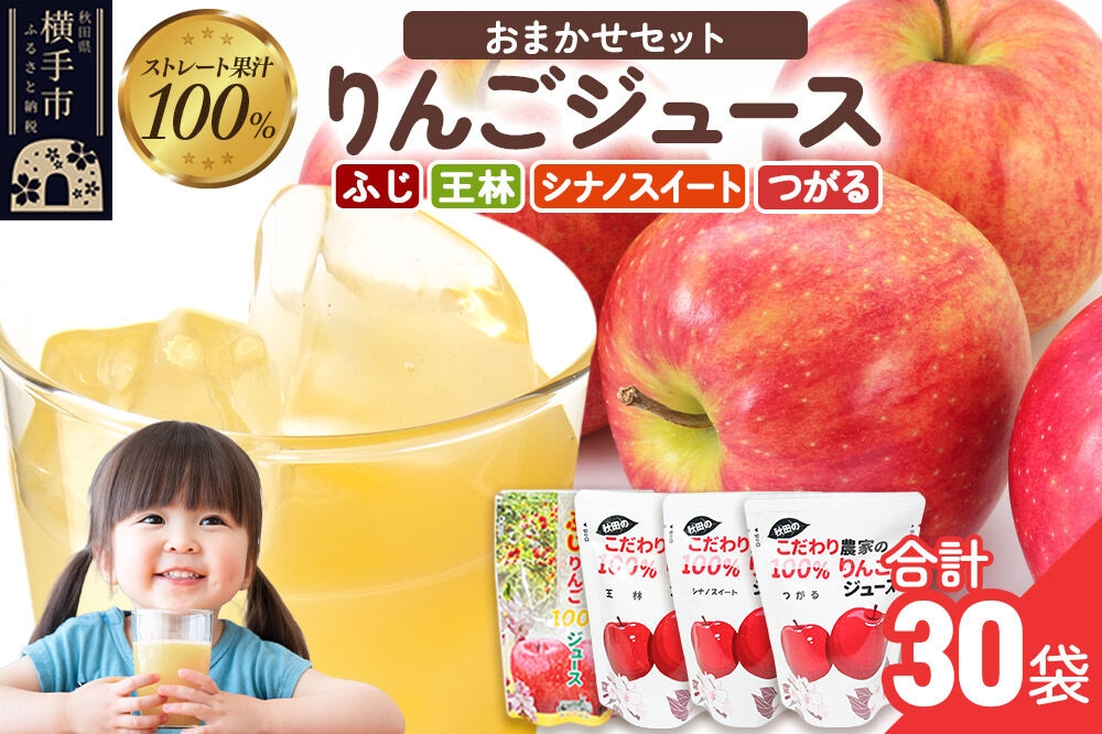 
                  りんごジュース おまかせパック（ふじ、つがる、シナノスイート、王林） 合計30袋
                