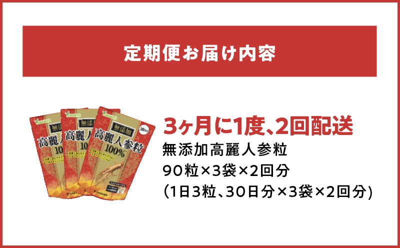 ＜3ヶ月に1度、2回送付定期便＞山本漢方の無添加高麗人参粒[027Y18-T]_イメージ3