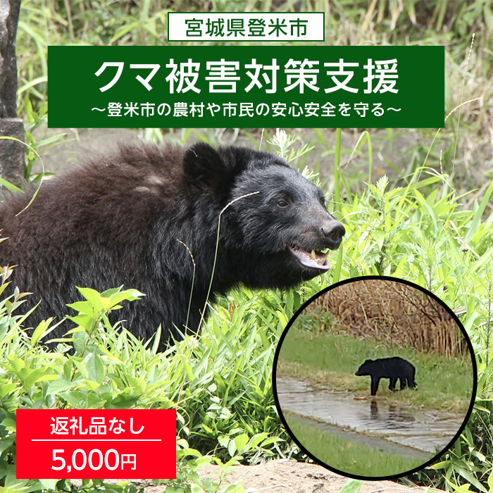 ＜返礼品なし＞宮城県登米市 クマ被害対策支援 登米市の農村や市民の安心安全を守る 選べる支援額 tm000-km03