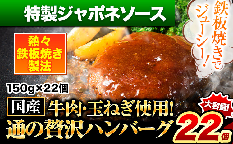 ハンバーグ 22個 国産のお肉使用！ 鶏肉不使用 温めるだけ 「通の贅沢ハンバーグ」特製ジャポネソース《45日以内に出荷予定(土日祝除く)》 牛 訳あり 小分け 早く届く